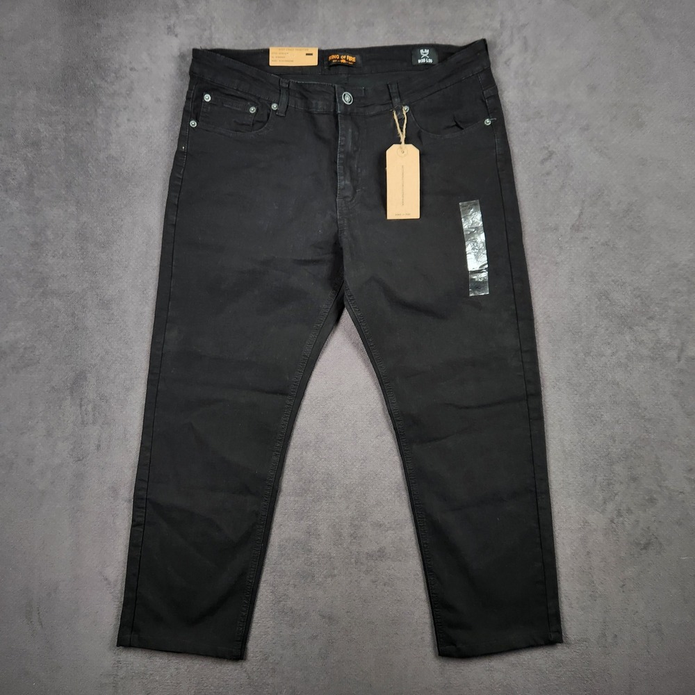 Ring of Fire‎ Edge Slim Jeans Mens 36x30 Black Paradise Stretch Measures 38x27